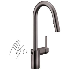 Torneira Cozinha com Sensor de Movimento e Design Moderno Moen 7565EWBLS Aço Inoxidável Preto