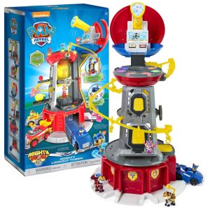 Patrulha Canina: Torre de Vigia Poderosa com 4 Figuras de Ação Exclusivas Carro de Brinquedo Luzes e Sons - para Crianças a partir de 3 anos