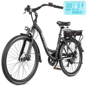 Bicicleta Elétrica ANCHEER para Adultos 48V 500Wh Autonomia de até 96 Km Bateria Removível Carregamento Rápido Aro 26" 7 Velocidades Display Di