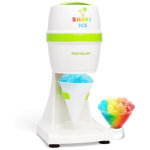 Máquina de Raspadinha Nostalgia NESHVICE3HSID1 de Mesa Retro para Raspar Gelo - Inclui 1 Copo de Plástico Reutilizável e Moldes de Gelo.