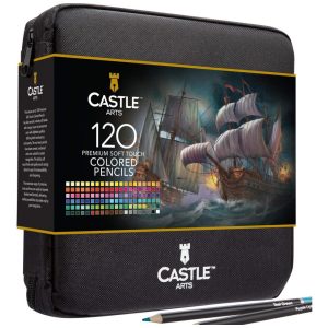 Kit Lápis de Cor Profissional em Bolsa 120 Peças Castle Art Supplies