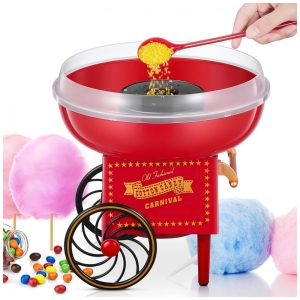 Máquina de Algodão Doce Elétrica com Colher de Açúcar e 10 Cones 110V FOHERE Vermelho