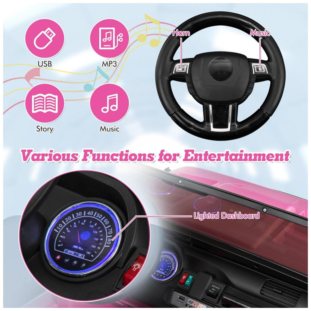 Carrinho Elétrico Infantil INFANS 2 Lugares 4x4, 4 Motores 550W, Jeep SUV, MP3 USB Controle Remoto, 24V, Rosa - Imagem 4