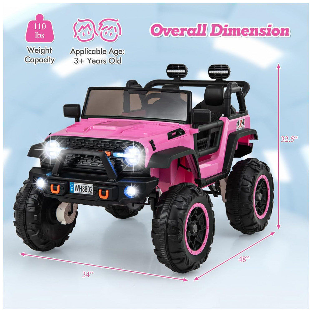 Carrinho Elétrico Infantil INFANS 2 Lugares 4x4, 4 Motores 550W, Jeep SUV, MP3 USB Controle Remoto, 24V, Rosa - Imagem 6
