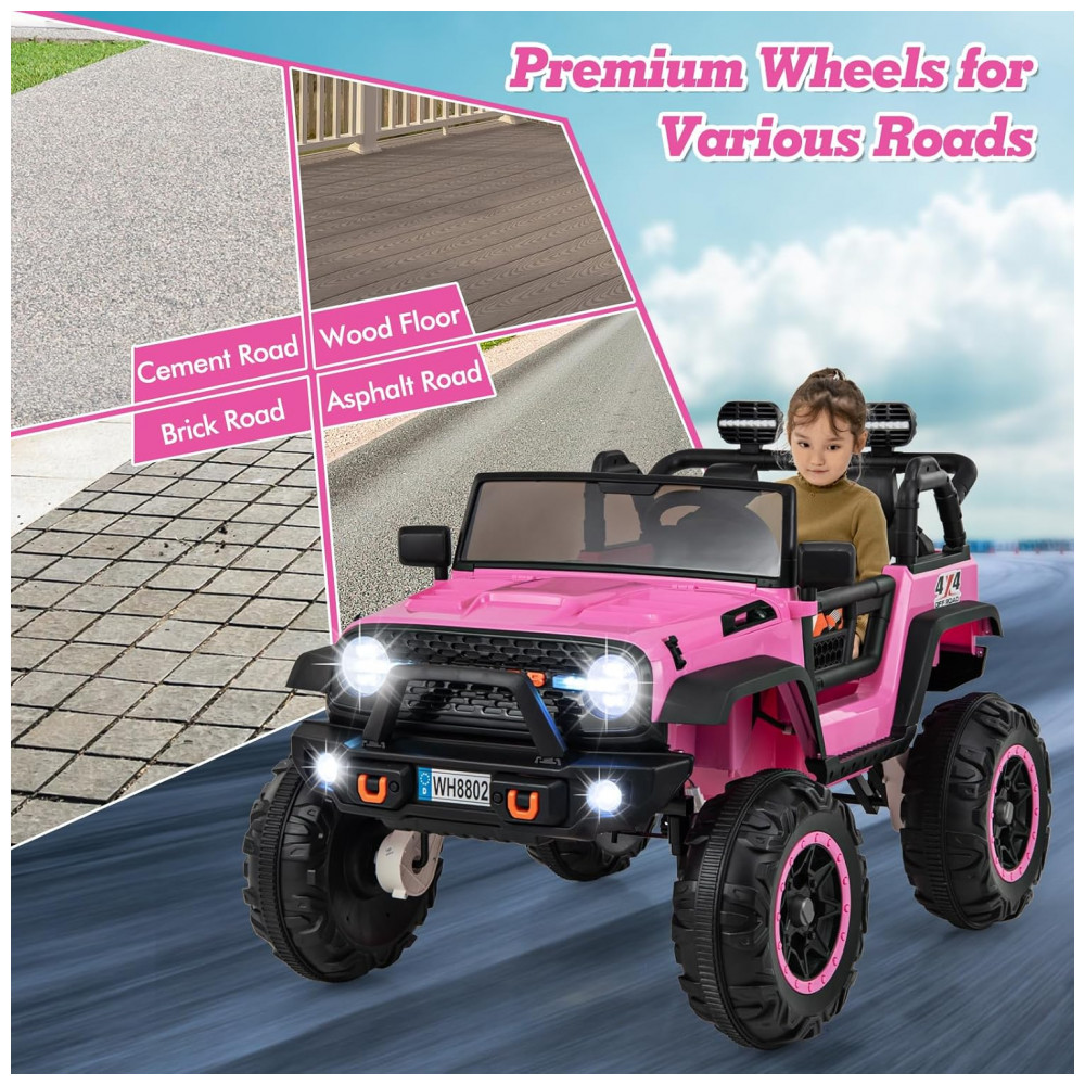 Carrinho Elétrico Infantil INFANS 2 Lugares 4x4 4 Motores 550W Jeep SUV MP3 USB Controle Remoto 24V Rosa - Imagem 8