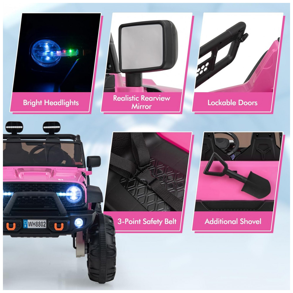 Carrinho Elétrico Infantil INFANS 2 Lugares 4x4, 4 Motores 550W, Jeep SUV, MP3 USB Controle Remoto, 24V, Rosa - Imagem 9