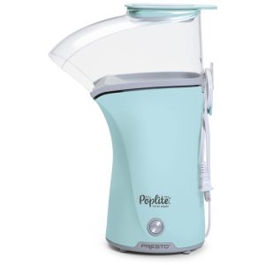 Pipoqueira Elétrica com Capacidade para 18 Xícaras Copo Medidor Integrado Derrete Manteiga e Fácil de Limpar 110V Presto Plus Hot Air Azul Turquesa