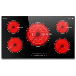 Cooktop Elétrico Karinear  5 Queimadores Vidro Incorporado Zonas Expansíveis Bloqueio de Segurança Timer Pausa - 9200W 220-240V