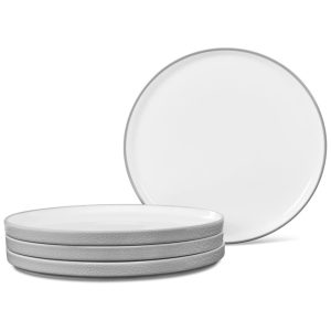 Conjunto de Pratos para Jantar com 4 Peças Formato Redondo Material de Porcelana e Designer Minimalista Noritake G008-206D Cinza