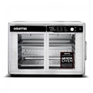 Gourmia Forno Air Fryer French Door 37 Qt Capacidade Grande 12 Funções Display Digital Aço Inox Prata