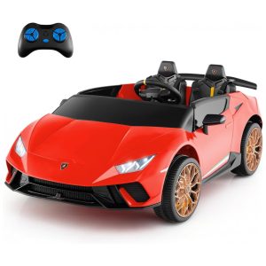 Carro Elétrico Infantil Lamborghini Licenciado 24V 4WD 2 Lugares Controle Remoto Luzes LED Música Bluetooth – Costzon S311 Vermelho