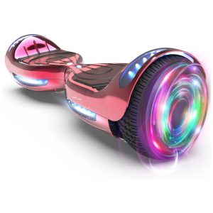 Hoverboard Certificado HS2.01 Cromado Vermelho com Rodas LED Flash Bluetooth e Luzes LED