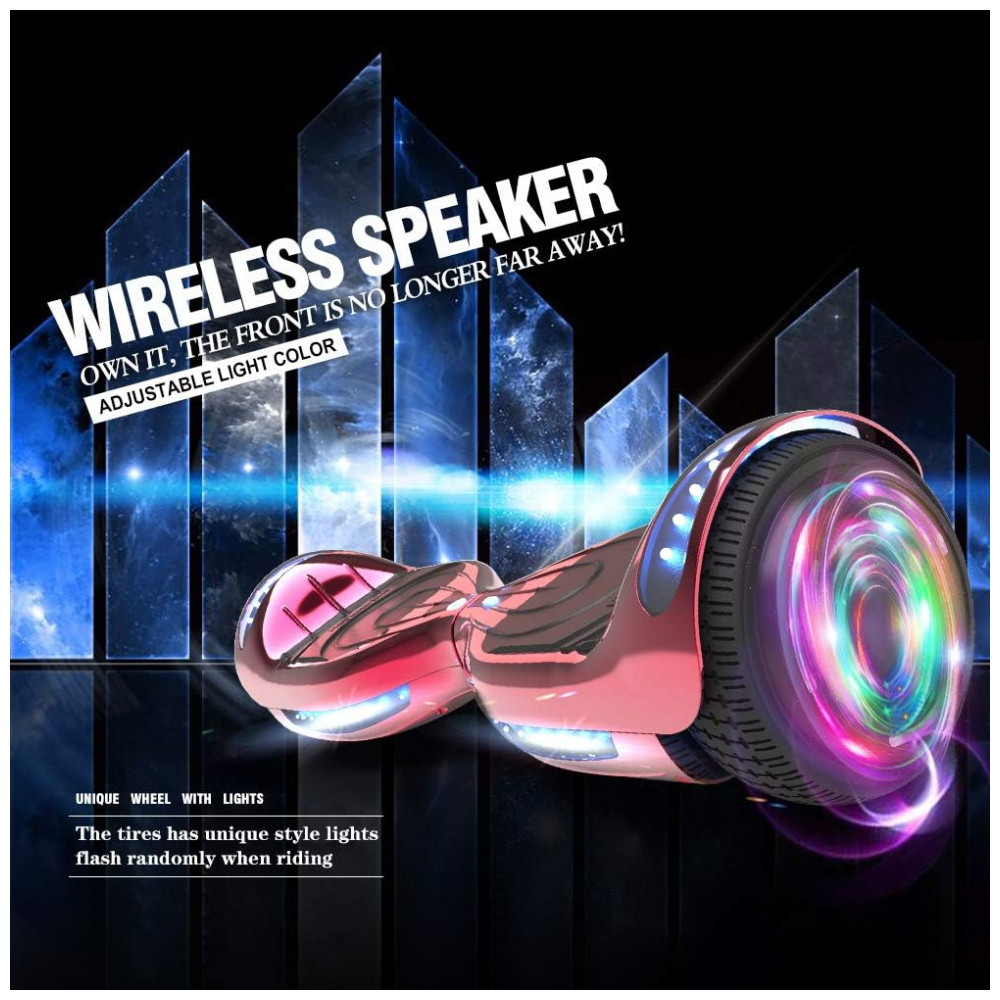 Hoverboard Certificado HS2.01 Cromado Vermelho com Rodas LED Flash, Bluetooth e Luzes LED - Imagem 3