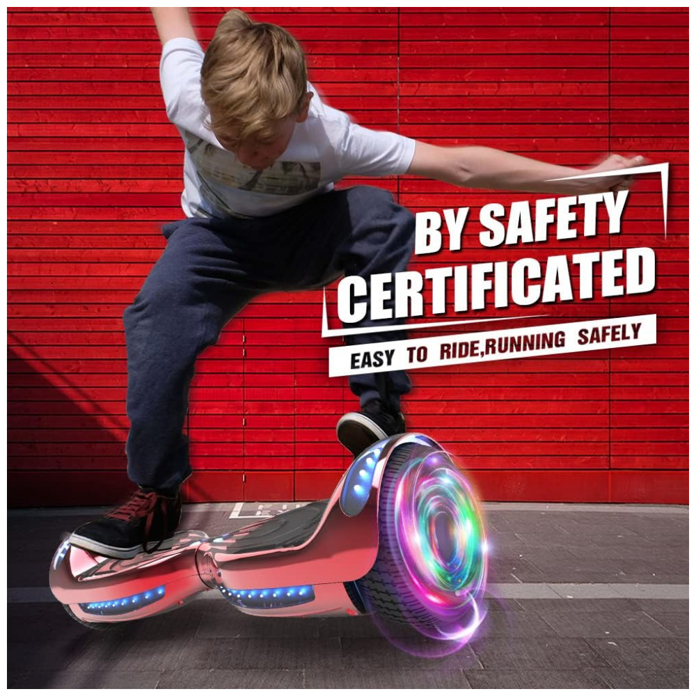 Hoverboard Certificado HS2.01 Cromado Vermelho com Rodas LED Flash, Bluetooth e Luzes LED - Imagem 6