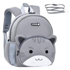 Mochila infantil neoprene gato 3D Padgene com guia de segurança 30 cm