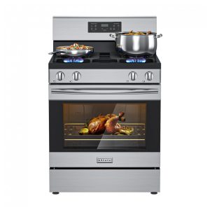 Fogão a gás profissional 76cm Empava inox forno 48 cu.ft convecção 4 queimadores profundos grelha contínua 136L 110V