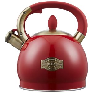 LUXGRACE Chaleira 2L com Apito e Cabo ergonômico Aço Inoxidável Vermelho