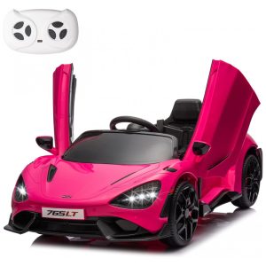 Carro Elétrico Infantil McLaren 765LT Licenciado 12V 1 Lugar 2 Motores 30W Controle Remoto Bluetooth Luzes LED Rosa