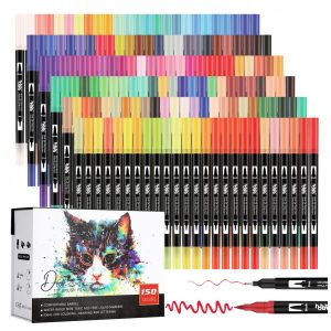 Conjunto de Canetas Artisticas 150 Cores com Ponta Pincel para Crianças e Adulto Hhhouu HO150B Preta