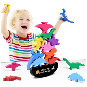 Brinquedo Montessori de Dinossauros Empilháveis Divertido e Educativo para Crianças Acima de 2 Anos FFTROC
