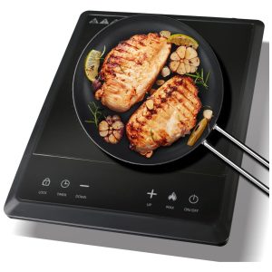 Cooktop Elétrico Portátil de Indução com 10 Níveis de Temperatura Temporizador de 3H Smart Touch e Trava de Segurança 110V 1600W Waatfeet Preto