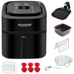 Fritadeira Elétrica AirFryer 6L com Acessórios e Painel de Controle Digital 1800W 110V NUWAVE 37001 Preto