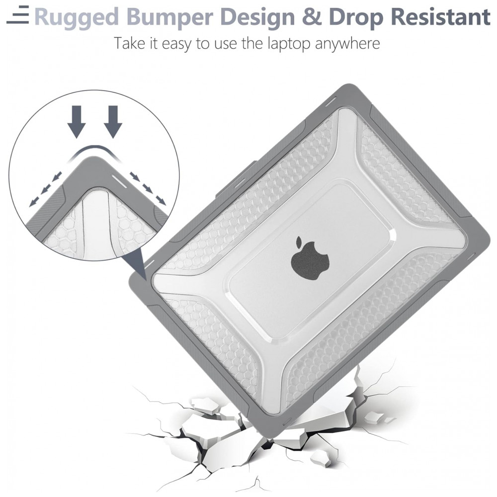 Capa Rígida Batianda Honeycomb MacBook Air 136" Cinza – Modelos A2681 A3113 A3240 com Suporte Dobrável e Proteção Completa - Imagem 5