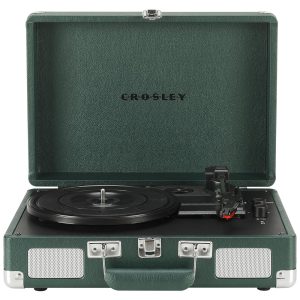 Toca-discos Vintage Crosley CR8005FEM Cruiser Plus 3 Velocidades com Bluetooth e Maleta Portátil Verde Escuro
