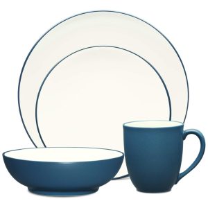 Aparelho de Jantar de Cerâmica Clássica e Durável para o Dia a Dia com 4 Peças Noritake 8484-04G Azul