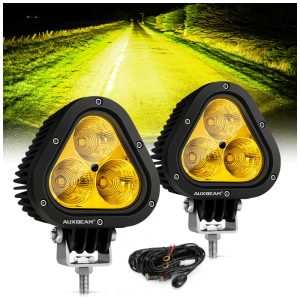 Farol de Milha LED Off Road com 9000 Lúmens e Luz Âmbar a Prova dÁgua IP68 12V 80V 90W 2Un Auxbeam