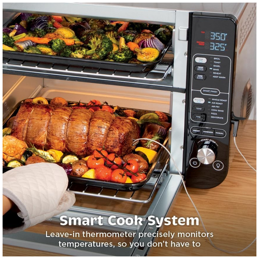 Forno Duplo Elétrico de Bancada 12 em 1 com Termômetro Inteligente 1800W 110V Ninja DCT451 Prata - Imagem 4