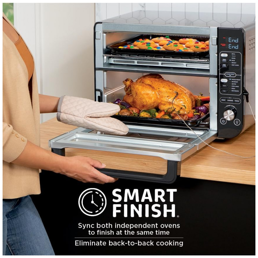 Forno Duplo Elétrico de Bancada 12 em 1 com Termômetro Inteligente 1800W 110V Ninja DCT451 Prata - Imagem 5