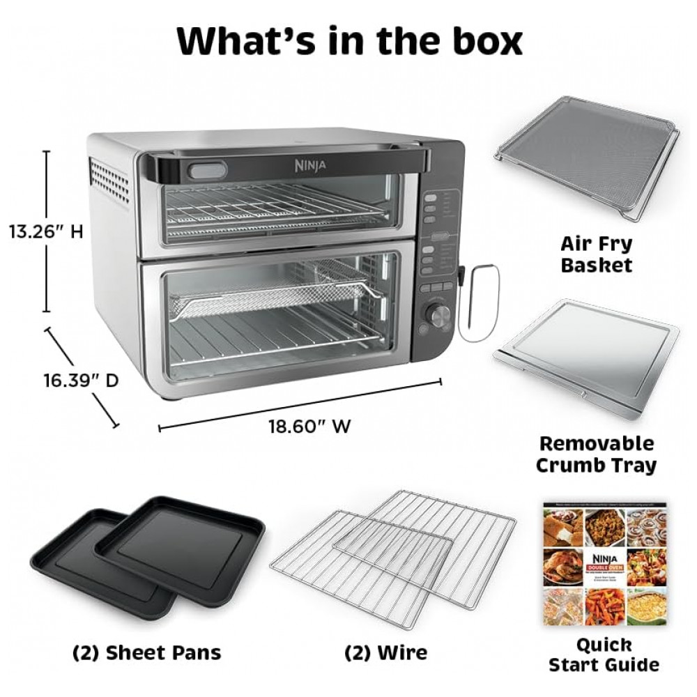 Forno Duplo Elétrico de Bancada 12 em 1 com Termômetro Inteligente 1800W 110V Ninja DCT451 Prata - Imagem 9