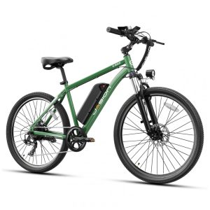 Bicicleta Elétrica Jasion EB5 Verde 1000W Motor Brushless Bateria Removível 360Wh Pneus 66cm 7 Marchas Suspensão Dianteira 110V