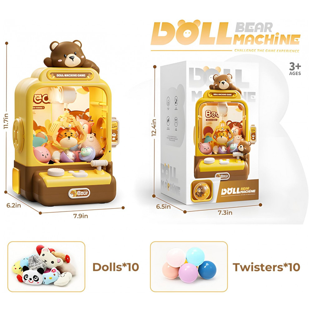 Máquina de Garra Amarela e Marrom Haugboag – Mini Arcade Infantil com Prêmios para Crianças a Partir de 3 Anos - Imagem 2