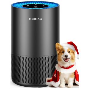 Purificador de Ar para Casa Grande Animais de Estimação Até 120 m² MOOKA H13 True HEPA com Entrada de Ar 360° Fragrância 13dB para Quarto Fumaça