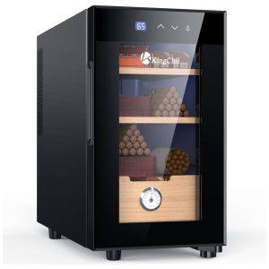 Umidor Elétrico para Charutos 23L com Prateleiras e Higrômetro 110 Volts KingChii Preto