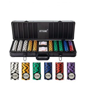 Maleta de Poker em Alumínio com 500 Fichas sem Numeração para Texas Holdem 14g Artgame Preta