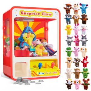 Máquina de Garra JOYIN com 24 Mini Pelúcias Animais LED Colorido Som Ajustável Voltagem 55V DC 35 cm Altura 17 kg Bivolt