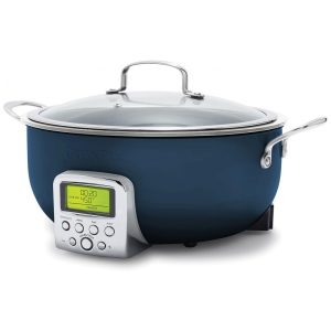 Panela Elétrica GreenPan Elite Azul Escuro Cerâmica Antiaderente 6 L 10 Programas Display LED Tampa Vidro 1400W 110V Lava-louças