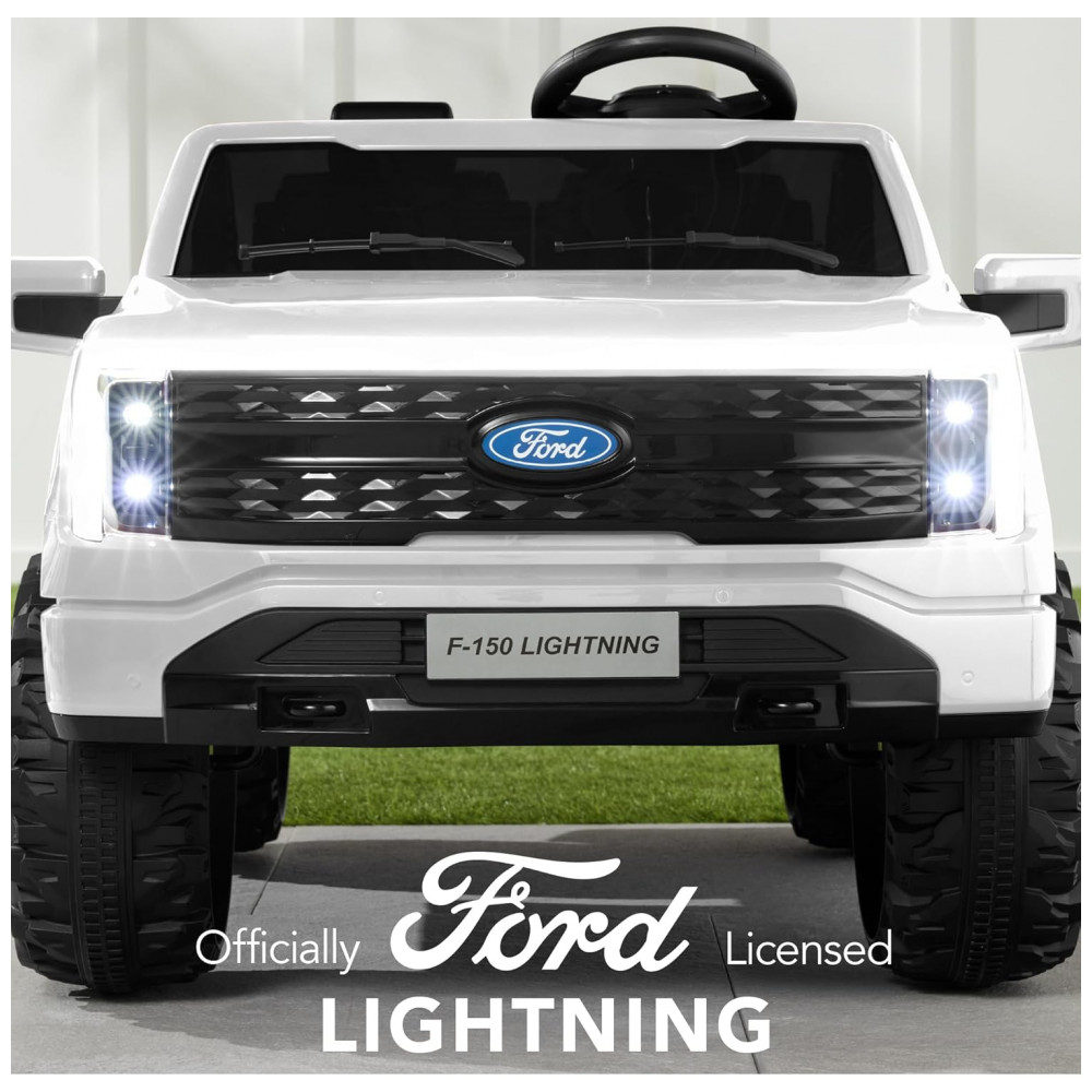 Carro Elétrico Infantil Best Choice Products Ford F-150 Lightning 24V Branco, 2 Lugares, com Controle Remoto e Bluetooth, Capacidade de 60 kg - Imagem 2