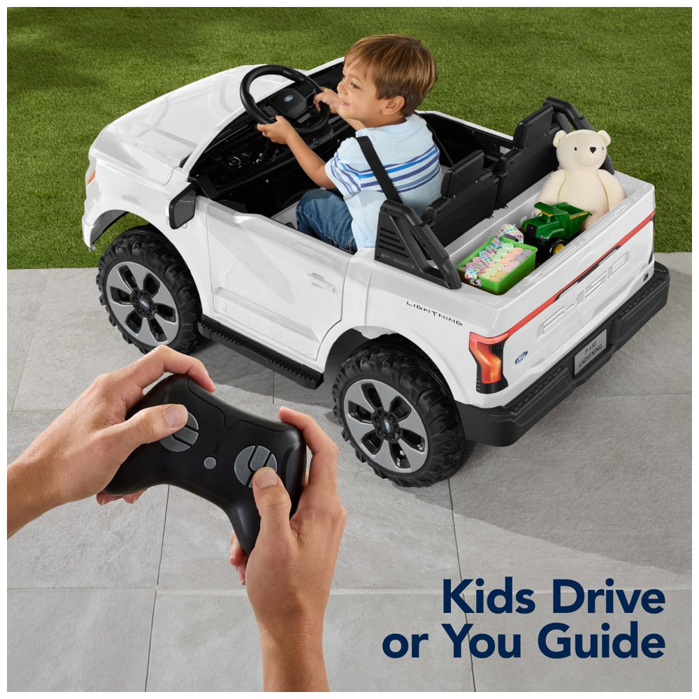 Carro Elétrico Infantil Best Choice Products Ford F-150 Lightning 24V Branco, 2 Lugares, com Controle Remoto e Bluetooth, Capacidade de 60 kg - Imagem 4