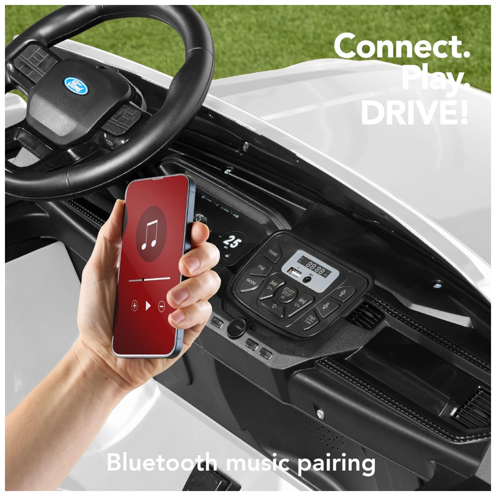 Carro Elétrico Infantil Best Choice Products Ford F-150 Lightning 24V Branco, 2 Lugares, com Controle Remoto e Bluetooth, Capacidade de 60 kg - Imagem 5