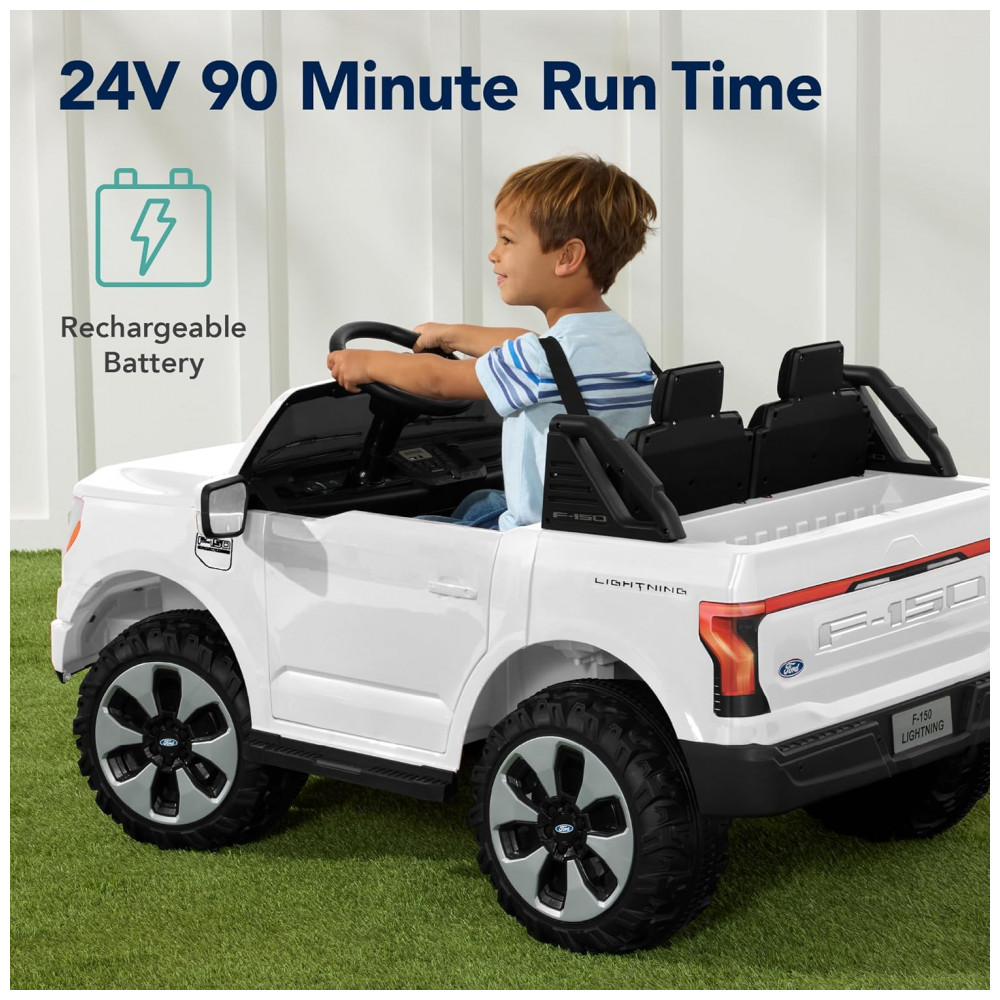 Carro Elétrico Infantil Best Choice Products Ford F-150 Lightning 24V Branco, 2 Lugares, com Controle Remoto e Bluetooth, Capacidade de 60 kg - Imagem 6