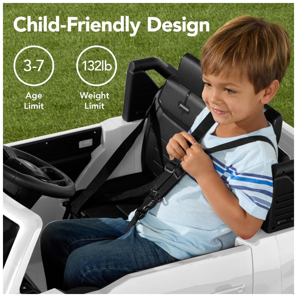 Carro Elétrico Infantil Best Choice Products Ford F-150 Lightning 24V Branco, 2 Lugares, com Controle Remoto e Bluetooth, Capacidade de 60 kg - Imagem 7