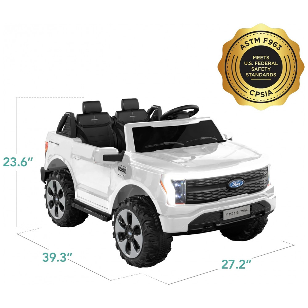 Carro Elétrico Infantil Best Choice Products Ford F-150 Lightning 24V Branco, 2 Lugares, com Controle Remoto e Bluetooth, Capacidade de 60 kg - Imagem 9