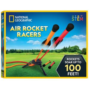Brinquedo de Foguete Aéreo National Geographic - Lançamento em Dupla de Foguetes de até 30 metros de altura Inclui Lançador Blue Marble