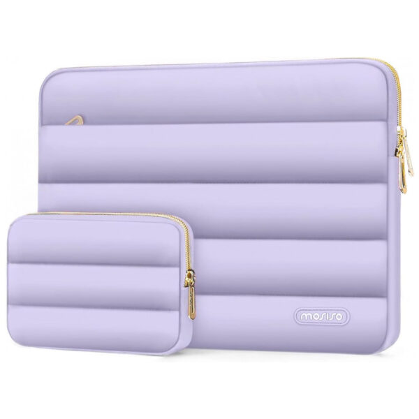 MOSISO 13.3" Laptop Sleeve para MacBook Air/Pro, HP, Dell, ASUS, Lenovo, Poliéster Acolchoado com Estojo Pequeno, Roxo