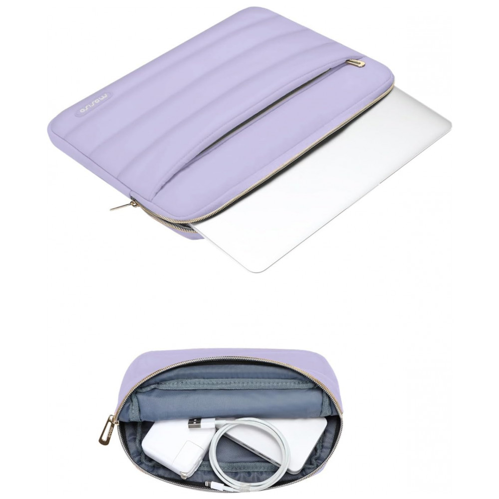 MOSISO 13.3" Laptop Sleeve para MacBook Air/Pro, HP, Dell, ASUS, Lenovo, Poliéster Acolchoado com Estojo Pequeno, Roxo - Imagem 2