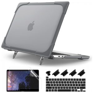 Capa Rígida Batianda para MacBook Pro 13" – Modelos A2289 A2251 A2338 M1/M2 com Suporte Dobrável Tampa de Teclado e Película de Tela – Cinza